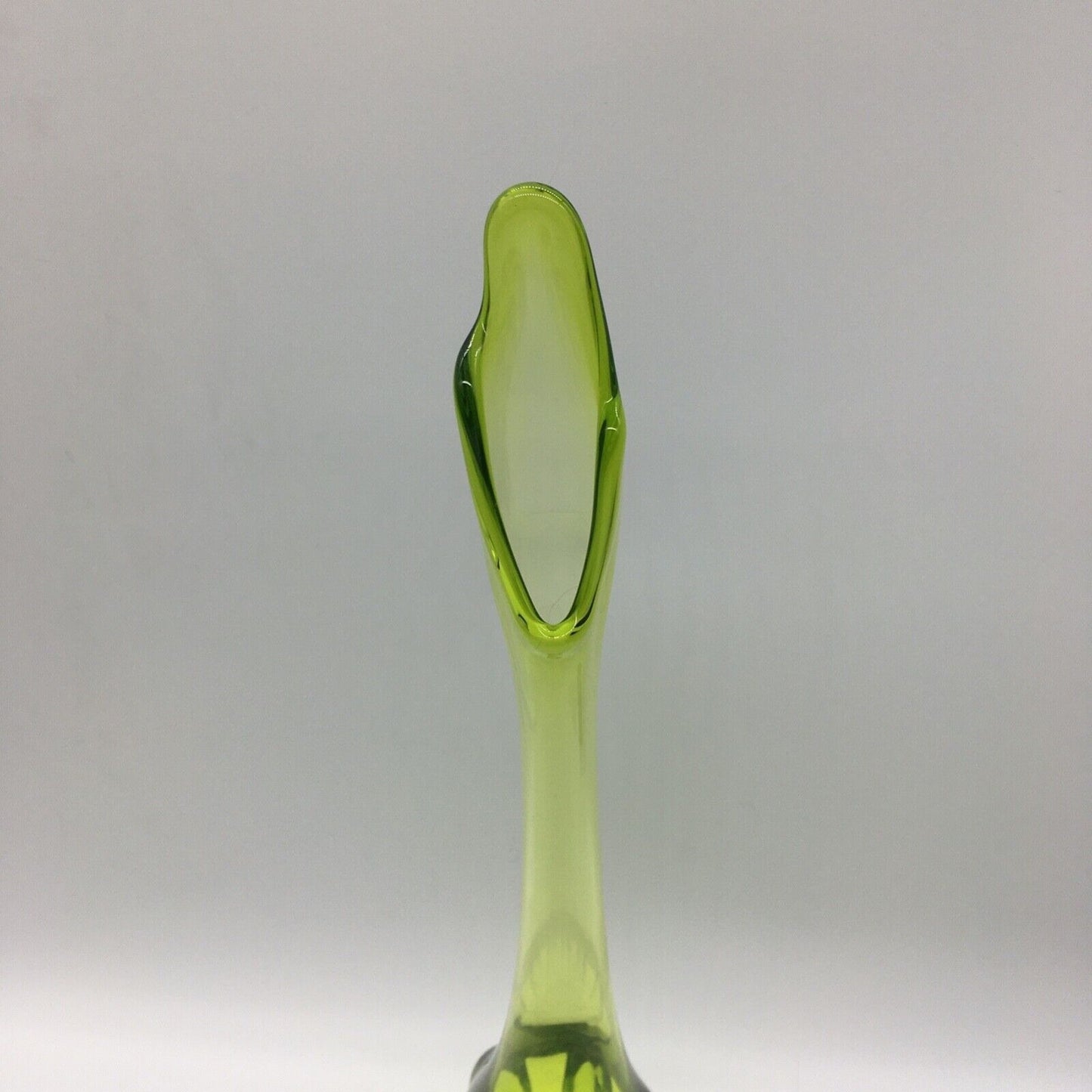 Viking 6 Petal Swung Glass Vintage 14 Inch Vase Green Apple Mid Century Modern