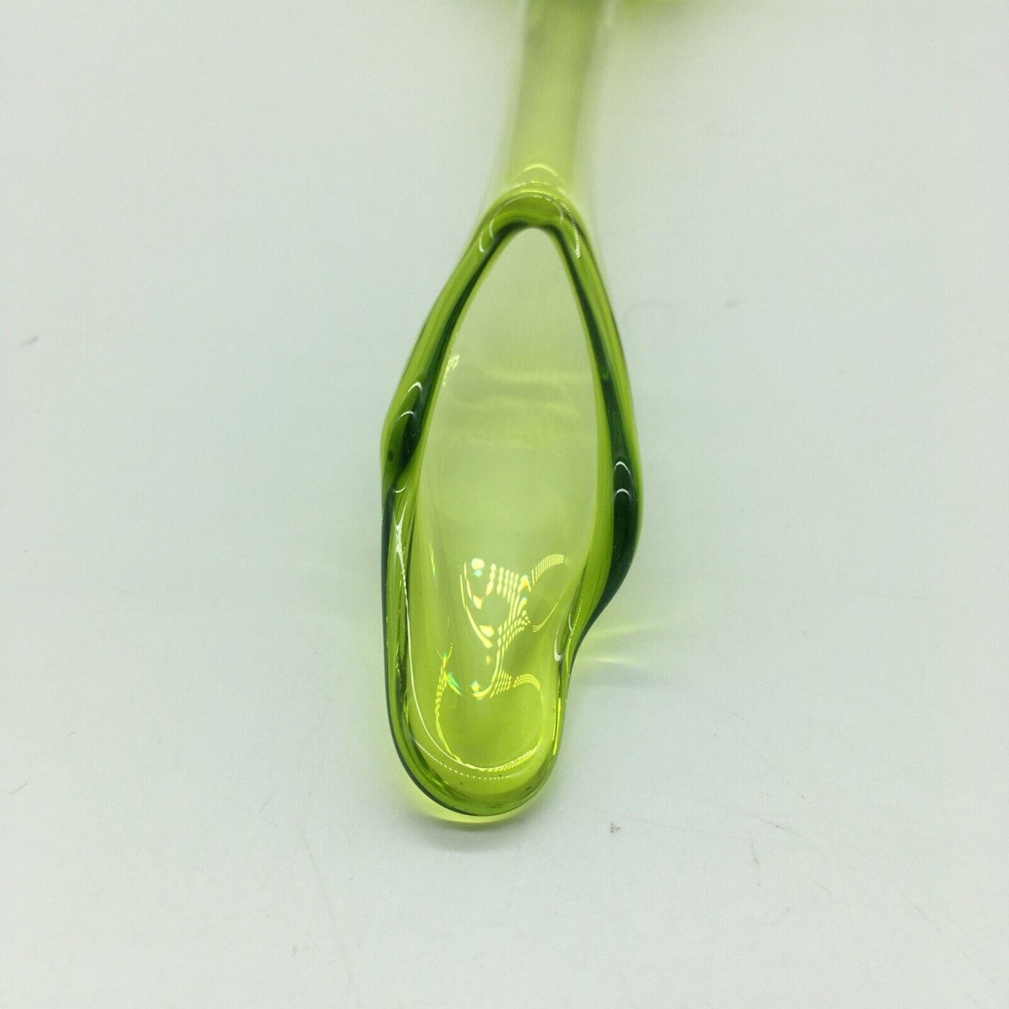 Viking 6 Petal Swung Glass Vintage 14 Inch Vase Green Apple Mid Century Modern