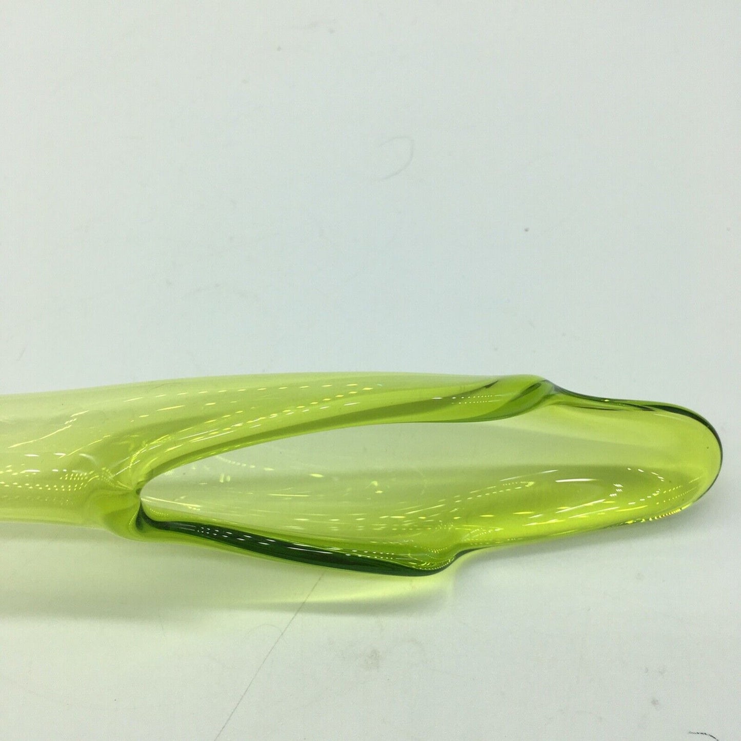 Viking 6 Petal Swung Glass Vintage 14 Inch Vase Green Apple Mid Century Modern