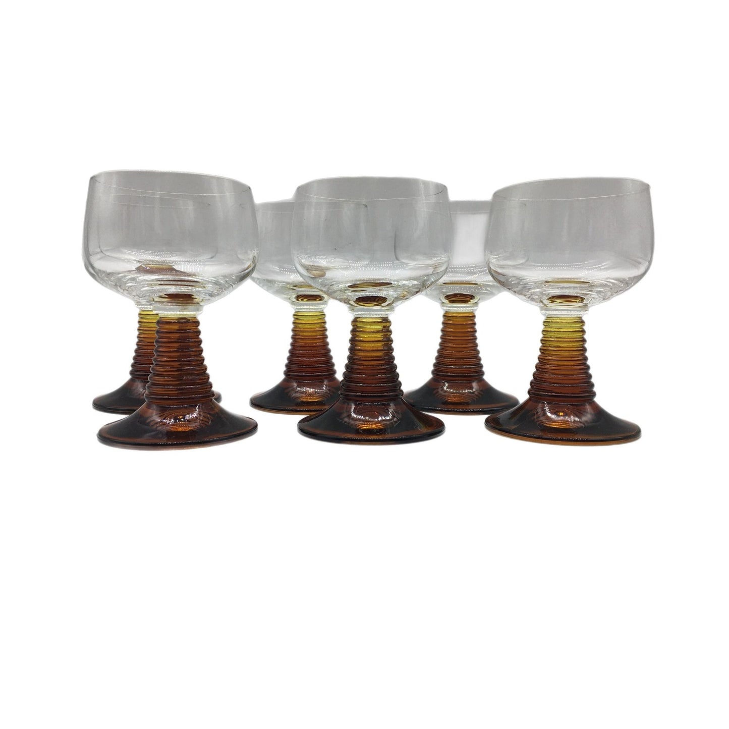 Bee Hive Stemmed Wine Glasses, Mid Century Modern Barware, Set of 6 Wine Glasses, Honey Amber Stemware, Dinner Party Drink Glass, Entertain