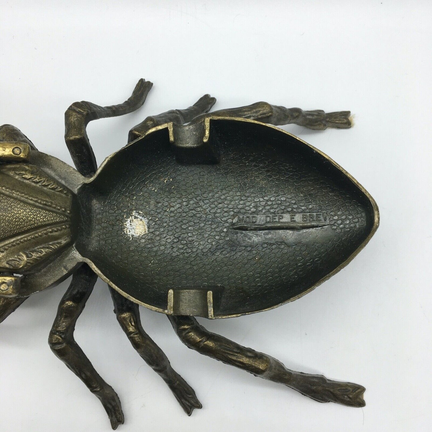Mod Dep E Brev Brass 8 Leg Spider Vintage MCM Ashtray Italian Lidded Arachnid