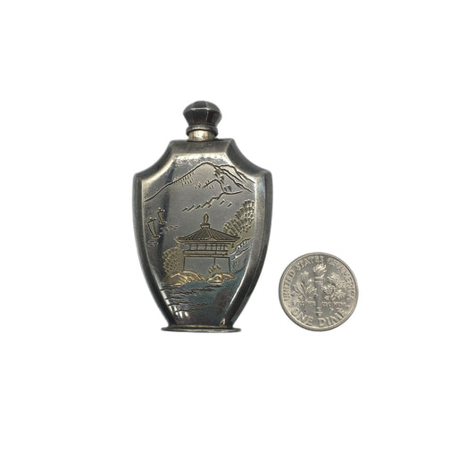 Perfume Bottle 950 Silver Collectible with Scent Applicator,Japanese Souvenir