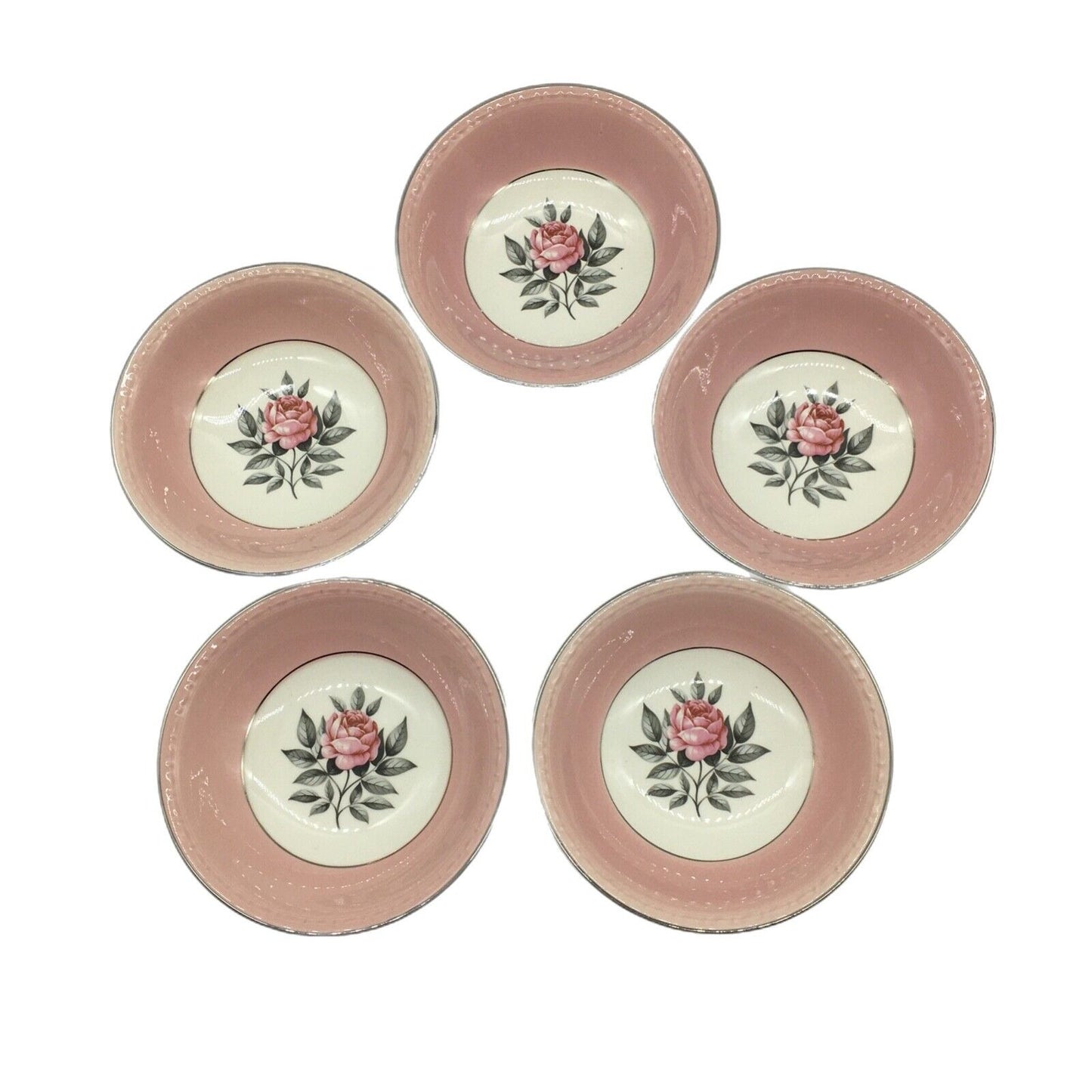 Cunningham & Pickett Inc Berry Bowls with Cream & Lidded Sugar Norway Rose Ohio