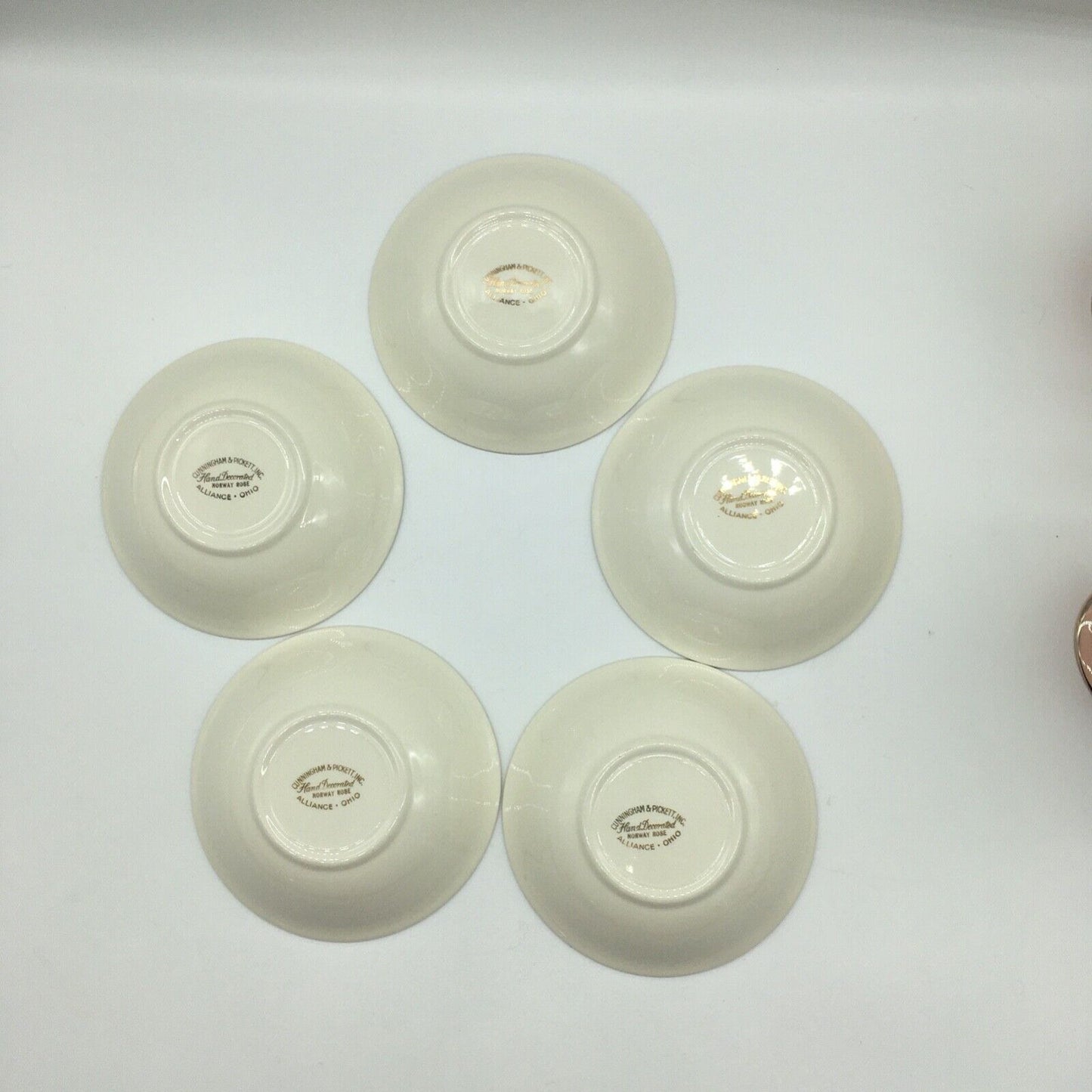 Cunningham & Pickett Inc Berry Bowls with Cream & Lidded Sugar Norway Rose Ohio