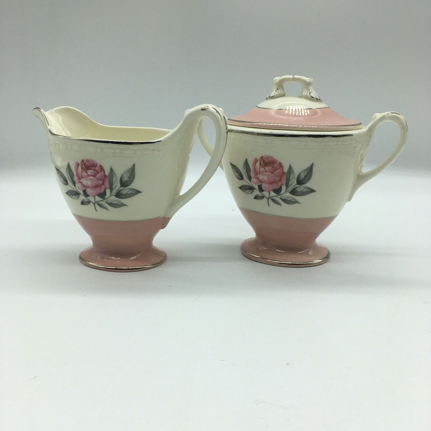 Cunningham & Pickett Inc Berry Bowls with Cream & Lidded Sugar Norway Rose Ohio