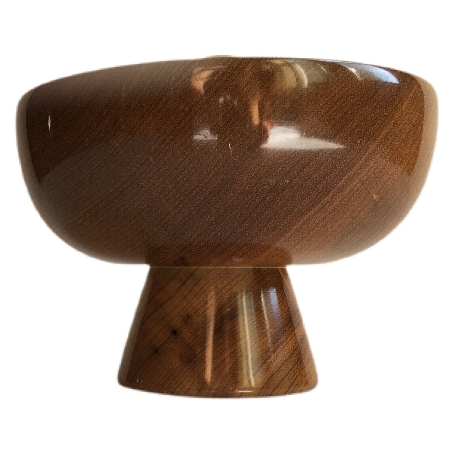 MCM Myrtle Wood Pedestal Wood Bowl Lid Tiki Bar Home Vintage Coos Bay Oregon VTG