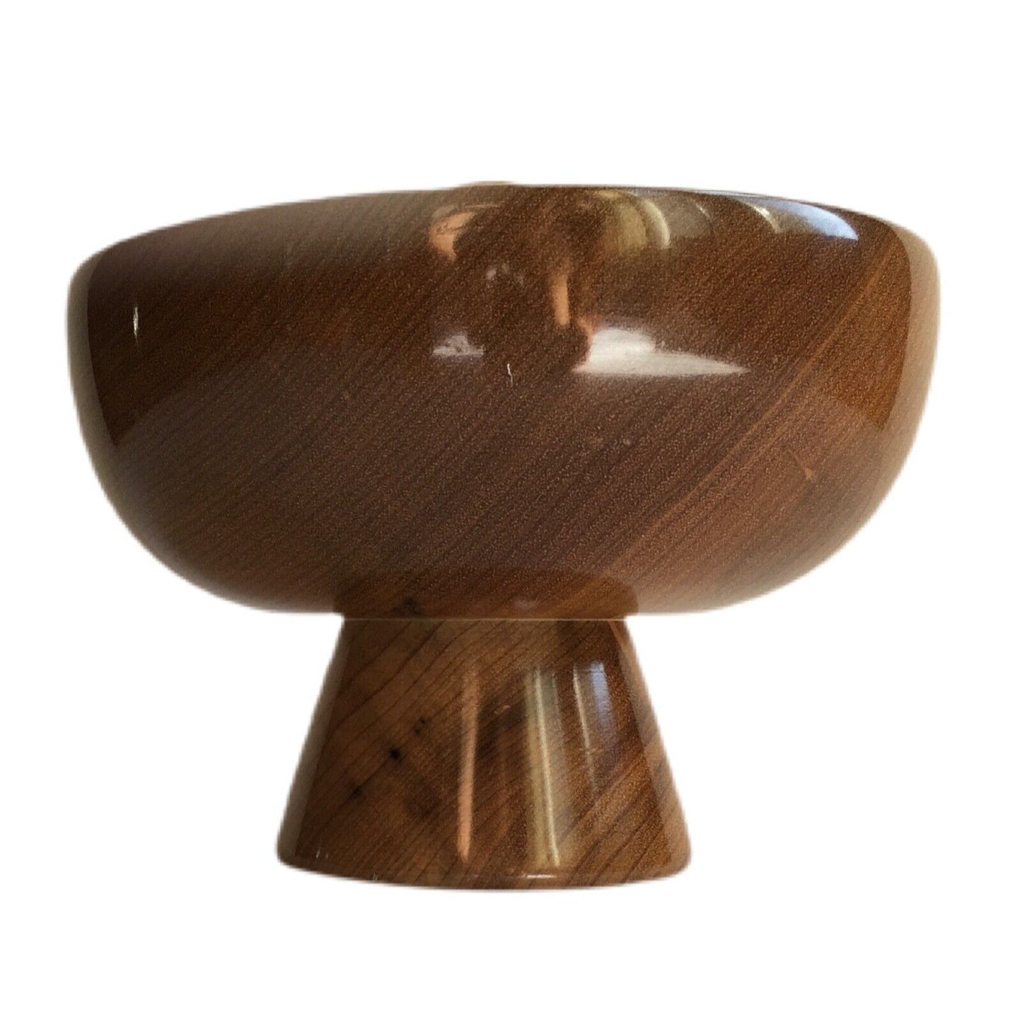 MCM Myrtle Wood Pedestal Wood Bowl Lid Tiki Bar Home Vintage Coos Bay Oregon VTG