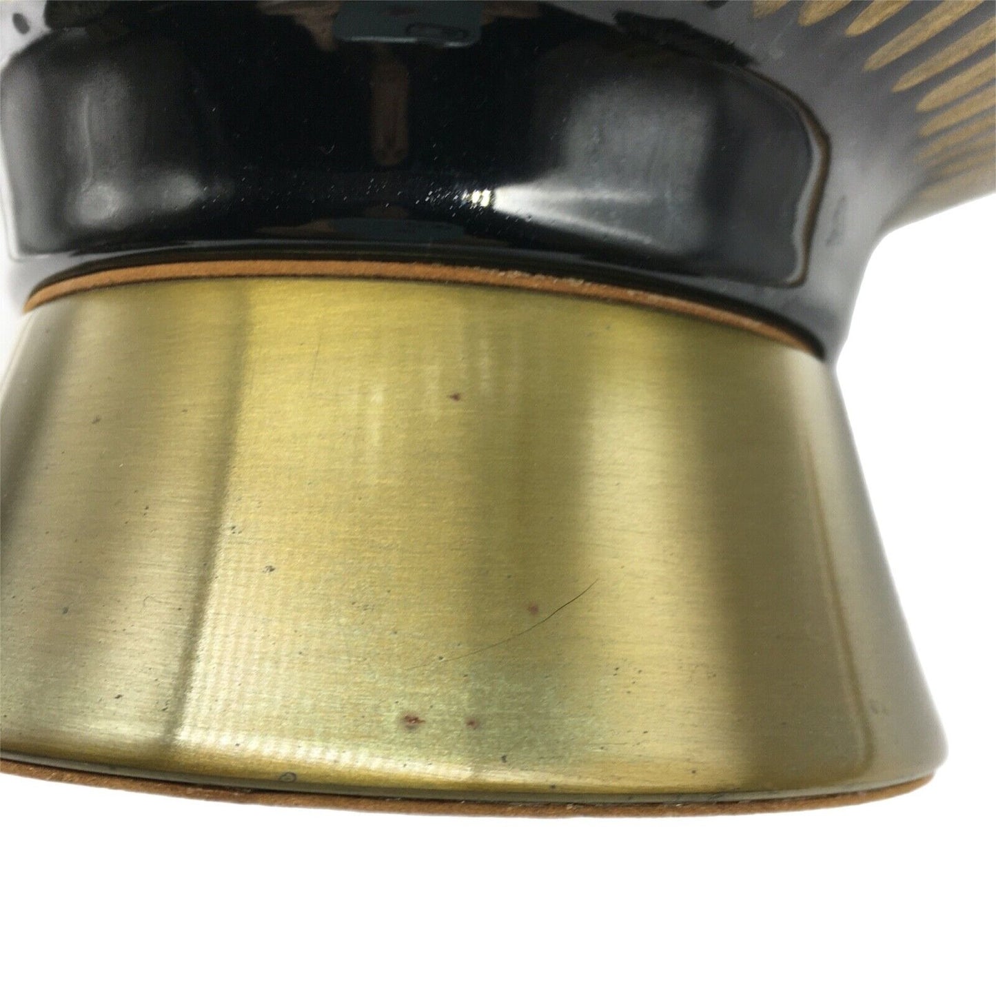 MCM Pedestal Center Bowl With Matching Candle Holders Black Gold Stripe Vintage