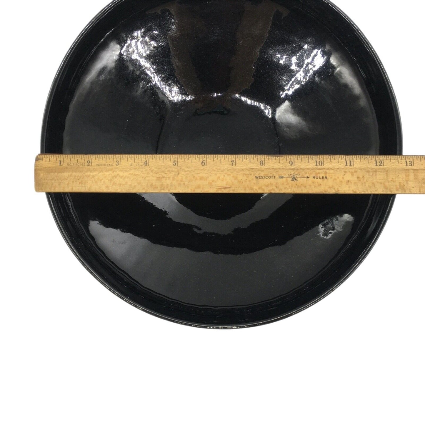 MCM Pedestal Center Bowl With Matching Candle Holders Black Gold Stripe Vintage