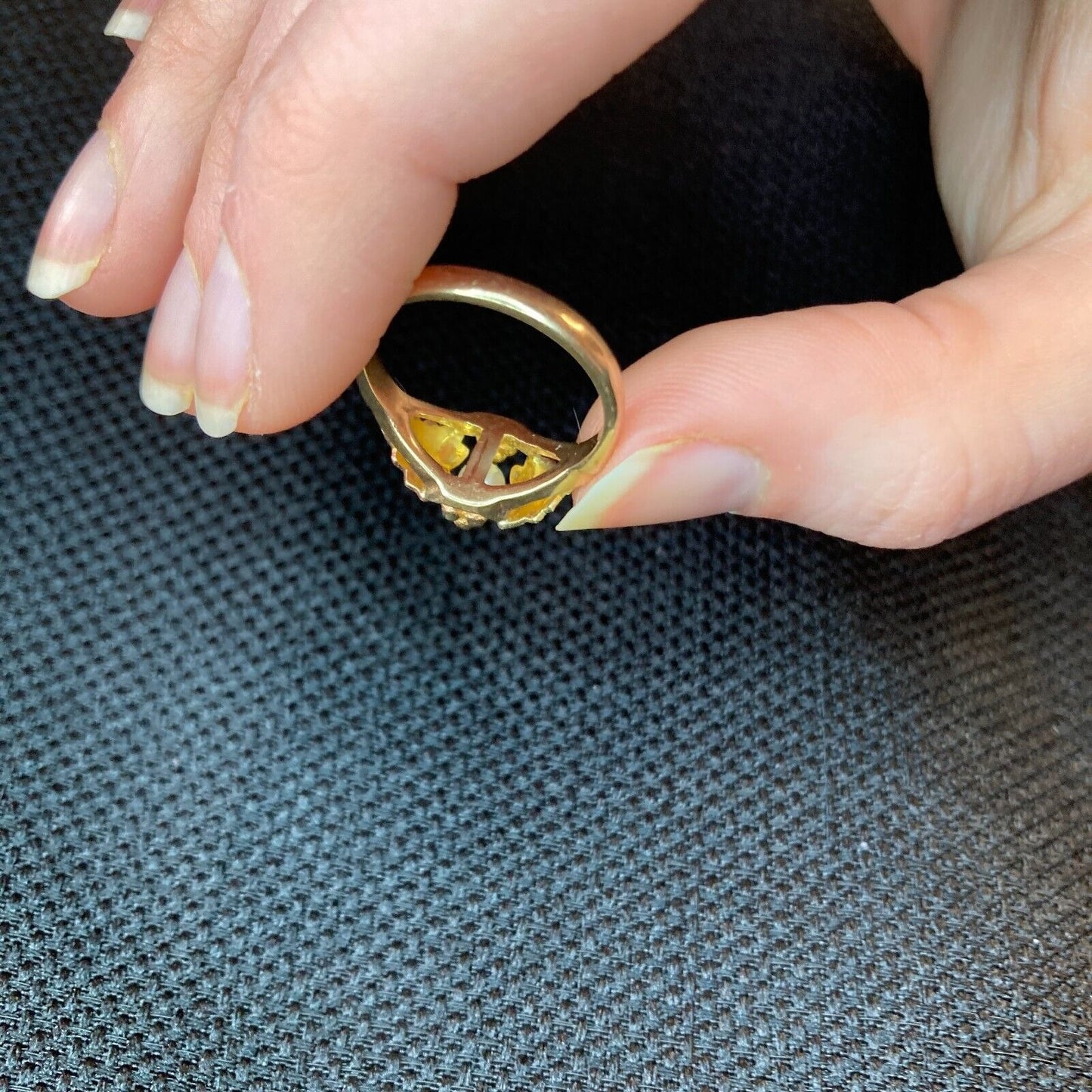 Vintage Black Hills Gold Ring 10K Size 8.5 Leaves & Natural White Pearl USA Made
