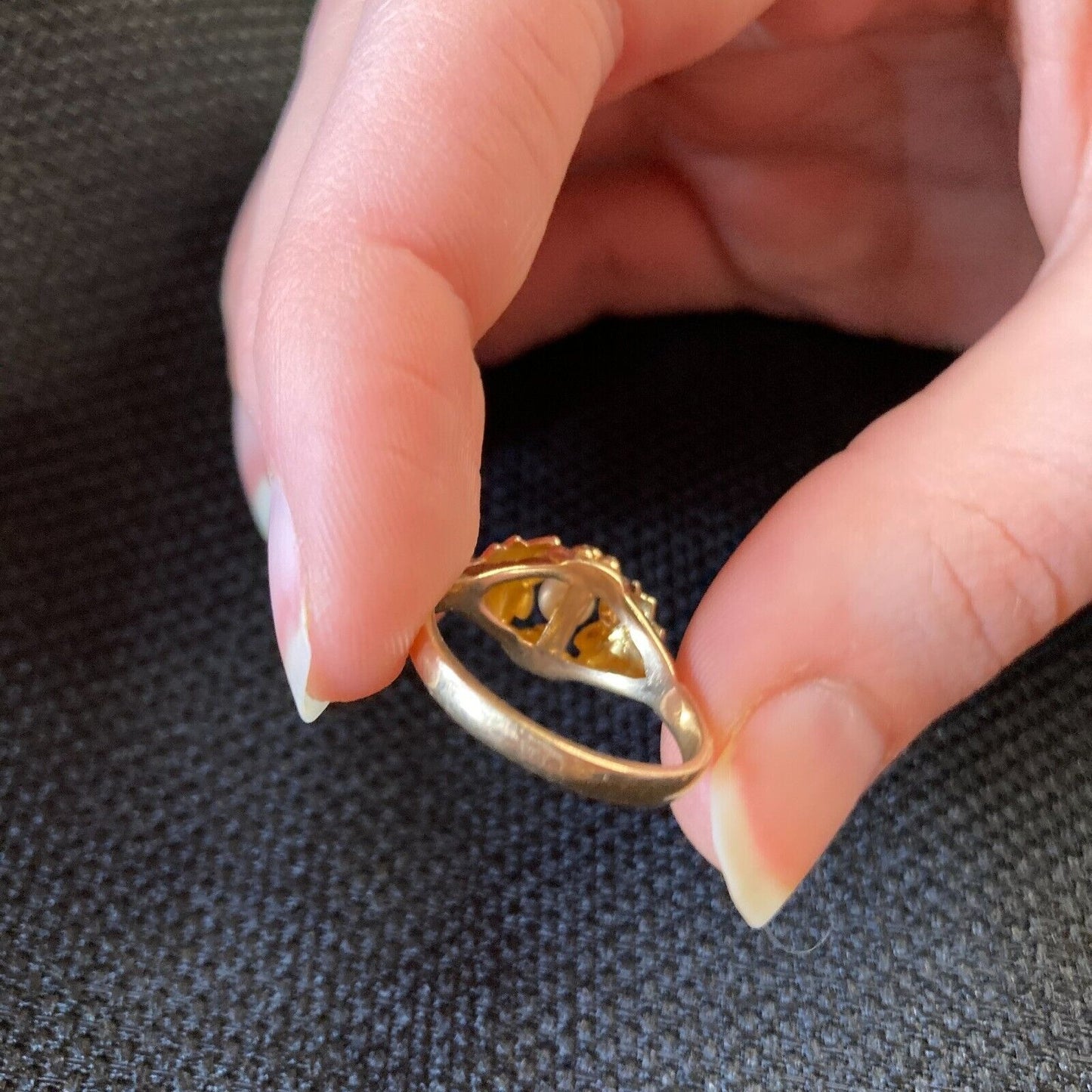 Vintage Black Hills Gold Ring 10K Size 8.5 Leaves & Natural White Pearl USA Made