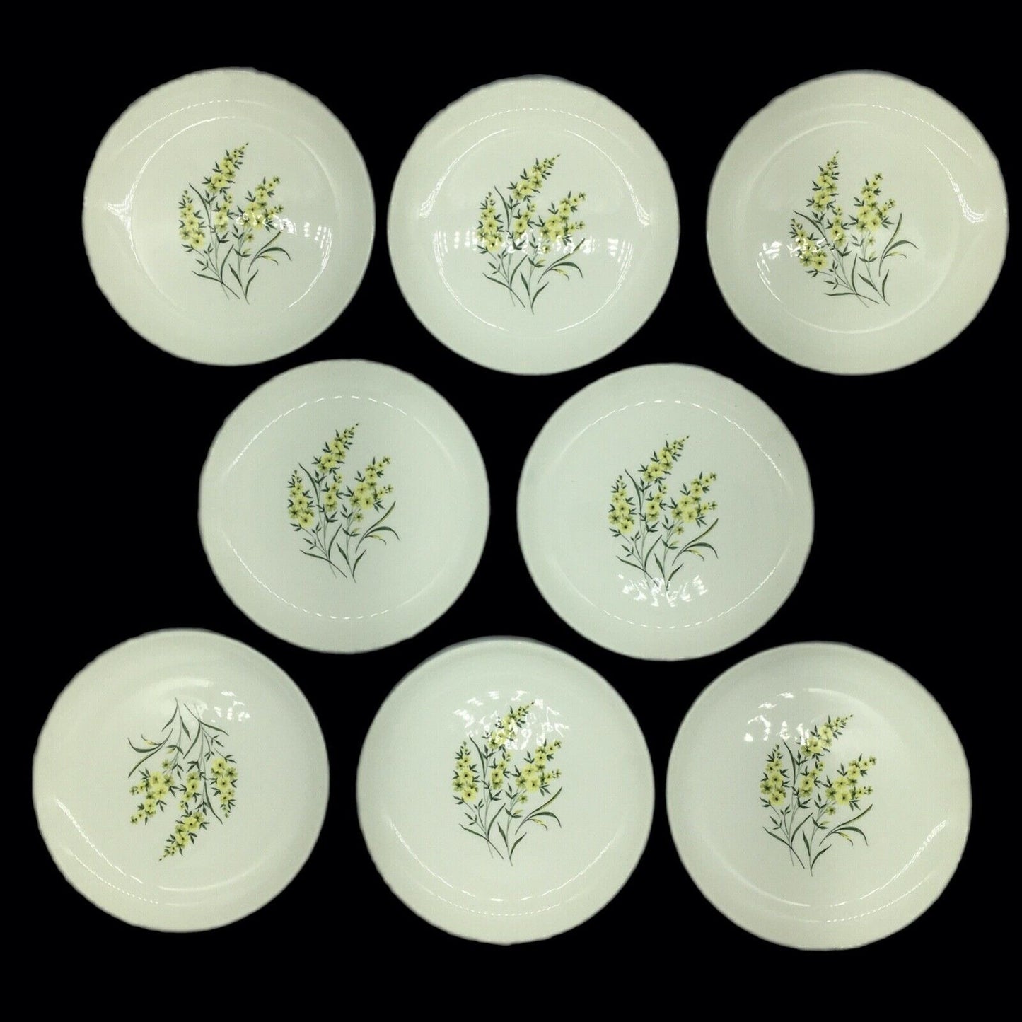 Taylor Smith & Taylor Dessert Plates Set of 8 Lemon Blossom Sage Green & Yellow