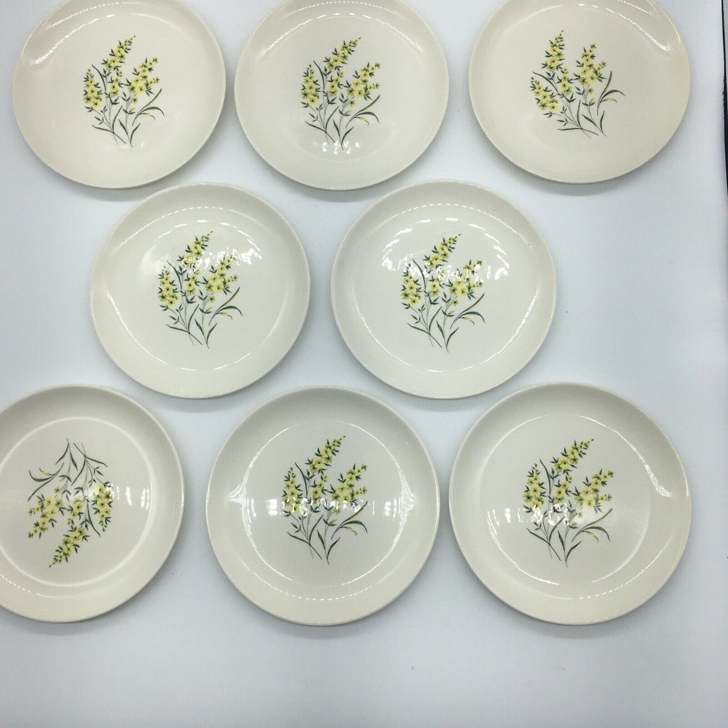 Taylor Smith & Taylor Dessert Plates Set of 8 Lemon Blossom Sage Green & Yellow