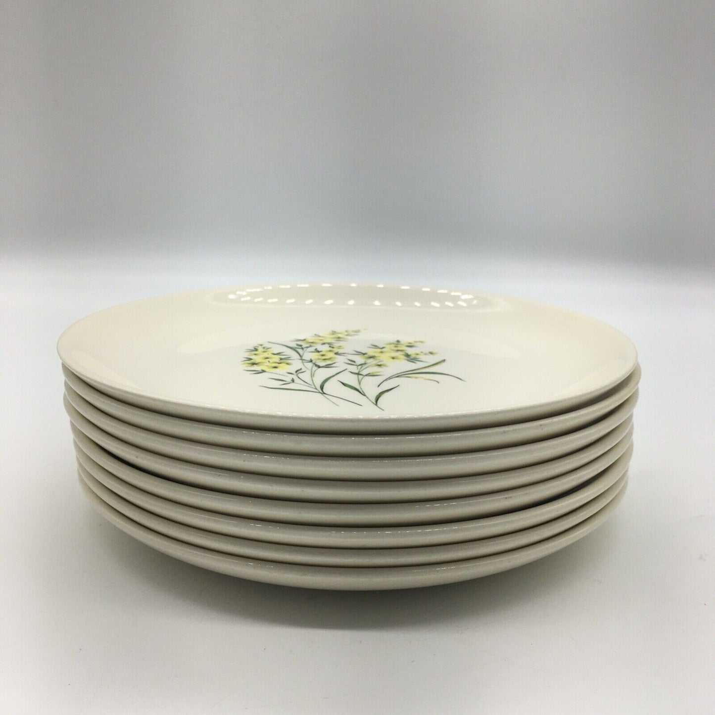 Taylor Smith & Taylor Dessert Plates Set of 8 Lemon Blossom Sage Green & Yellow