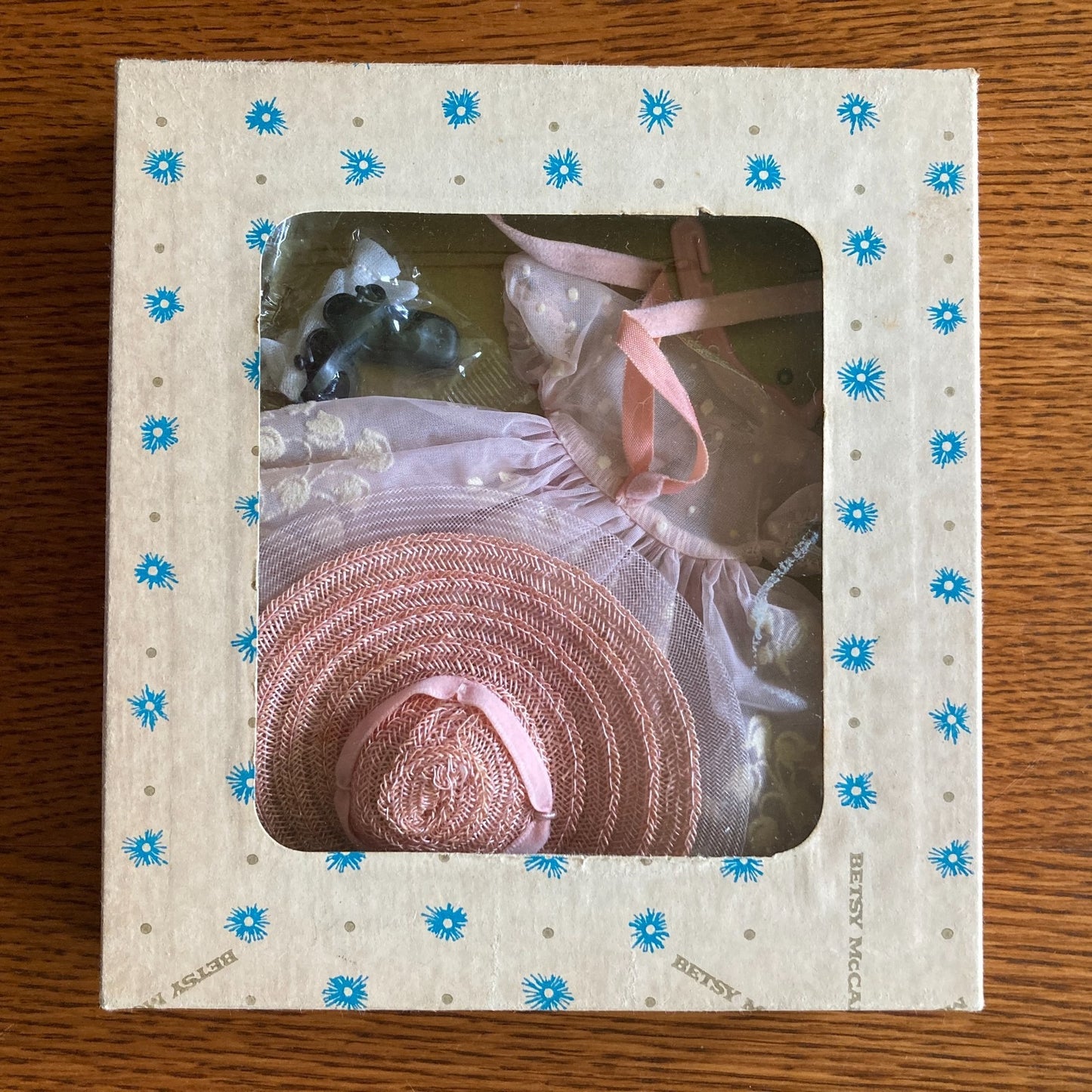 Betsy McCall Pink Party Dress Lily of the Valley Hat Shoes Socks Underskirt Box