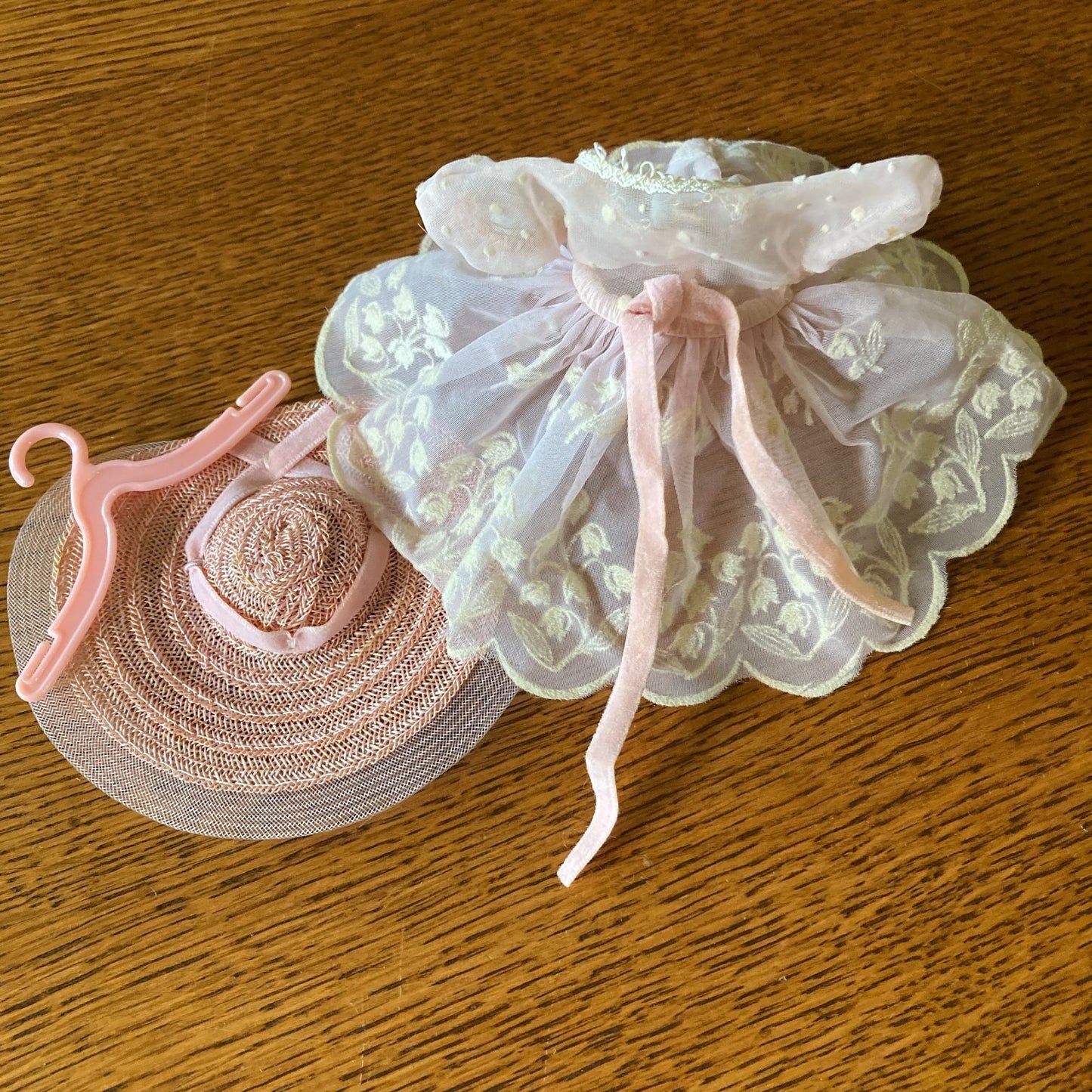 Betsy McCall Pink Party Dress Lily of the Valley Hat Shoes Socks Underskirt Box