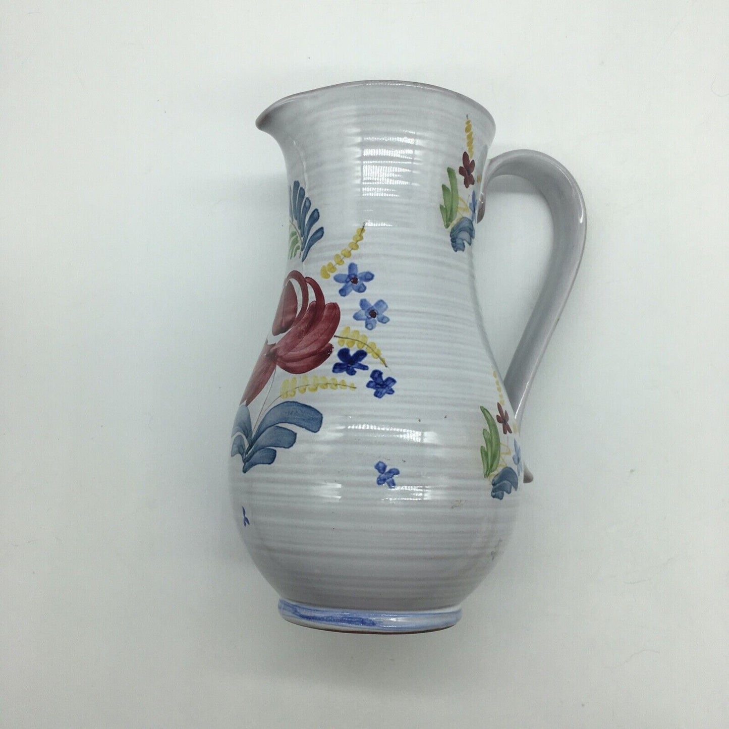 Vintage Arabia Art Pottery Finland Hand Painted Pitcher Floral Country Cottage