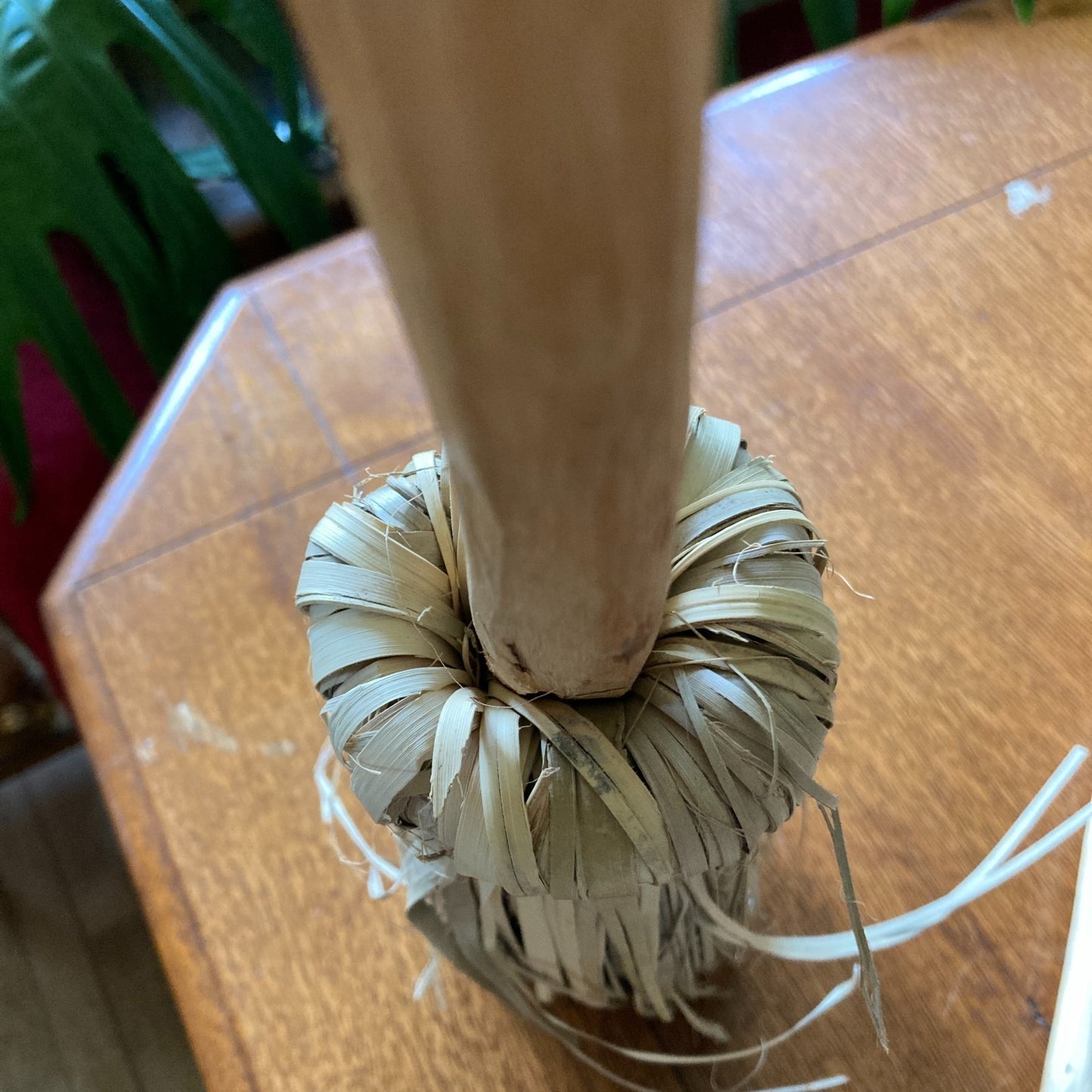 Folk Art Handmade Broom Natural Fiber Bristles Wood Handle Halloween Autumn Home