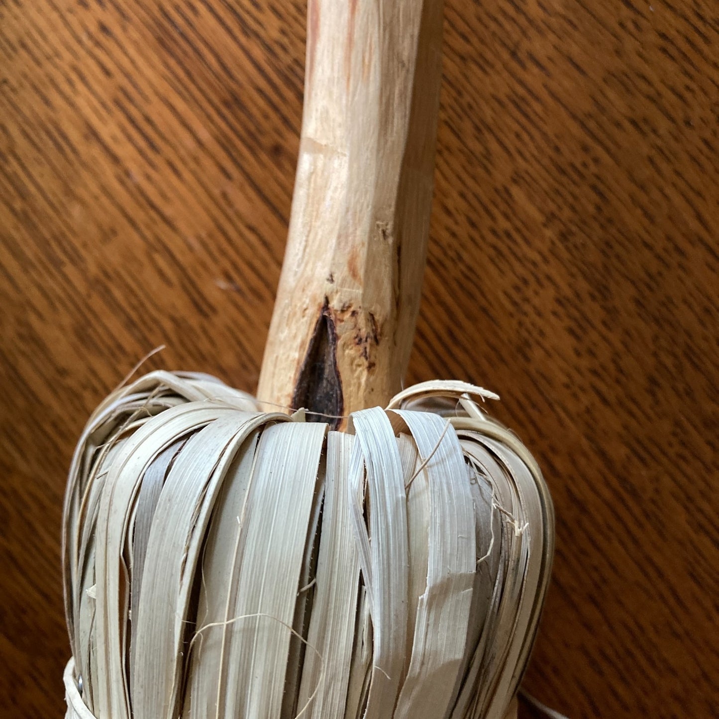 Folk Art Handmade Broom Natural Fiber Bristles Wood Handle Halloween Autumn Home