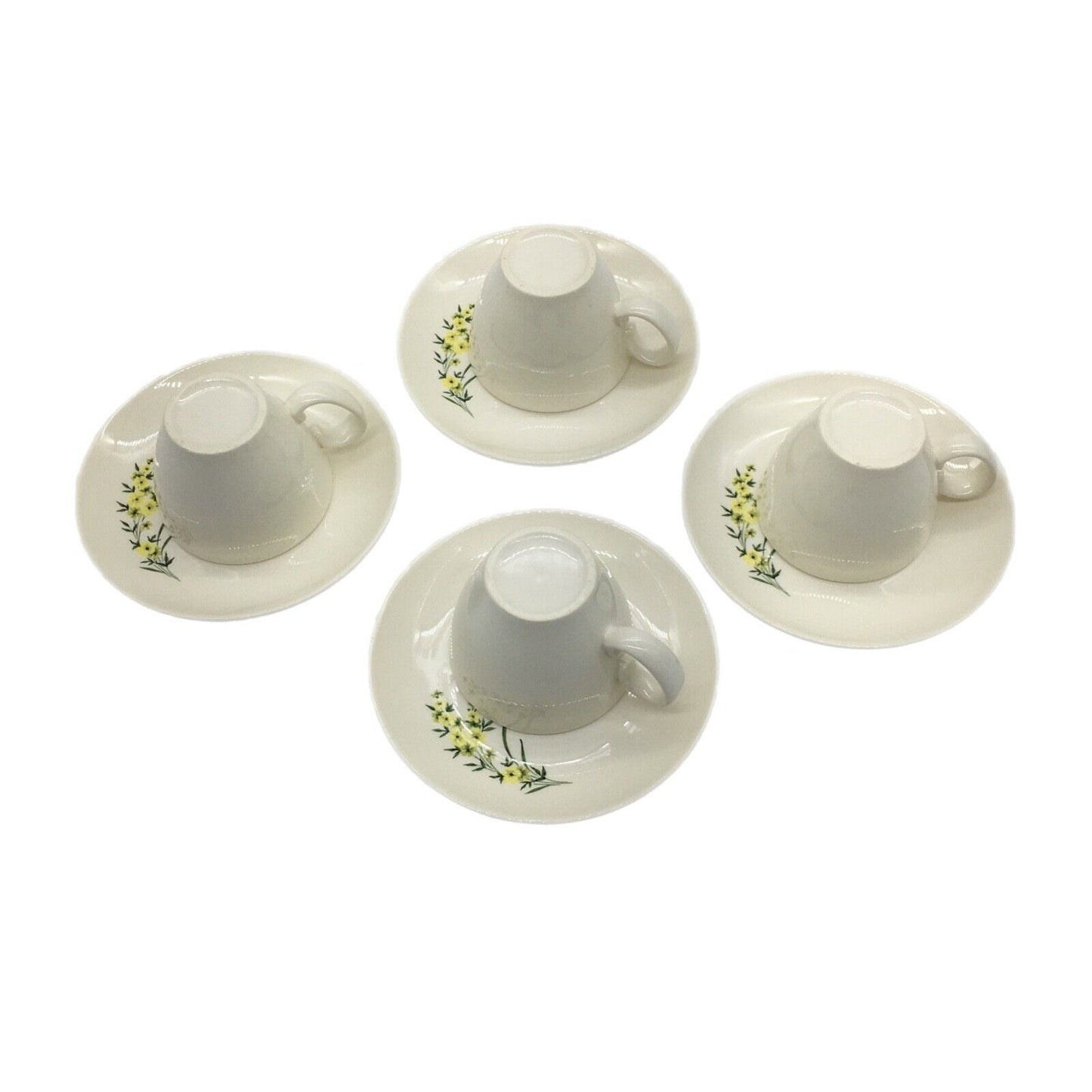 Taylor Smith Taylor Lemon Blossom Cup & Saucer Set of 4 Sage Green Interior VTG