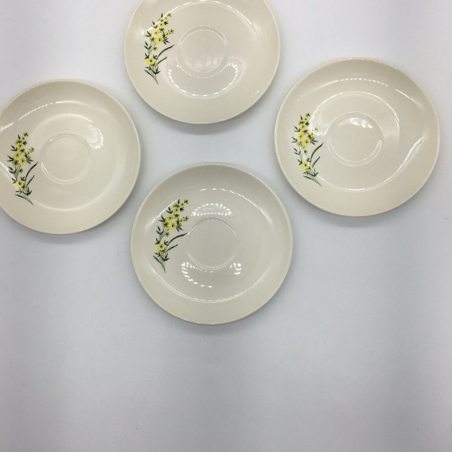 Taylor Smith Taylor Lemon Blossom Cup & Saucer Set of 4 Sage Green Interior VTG