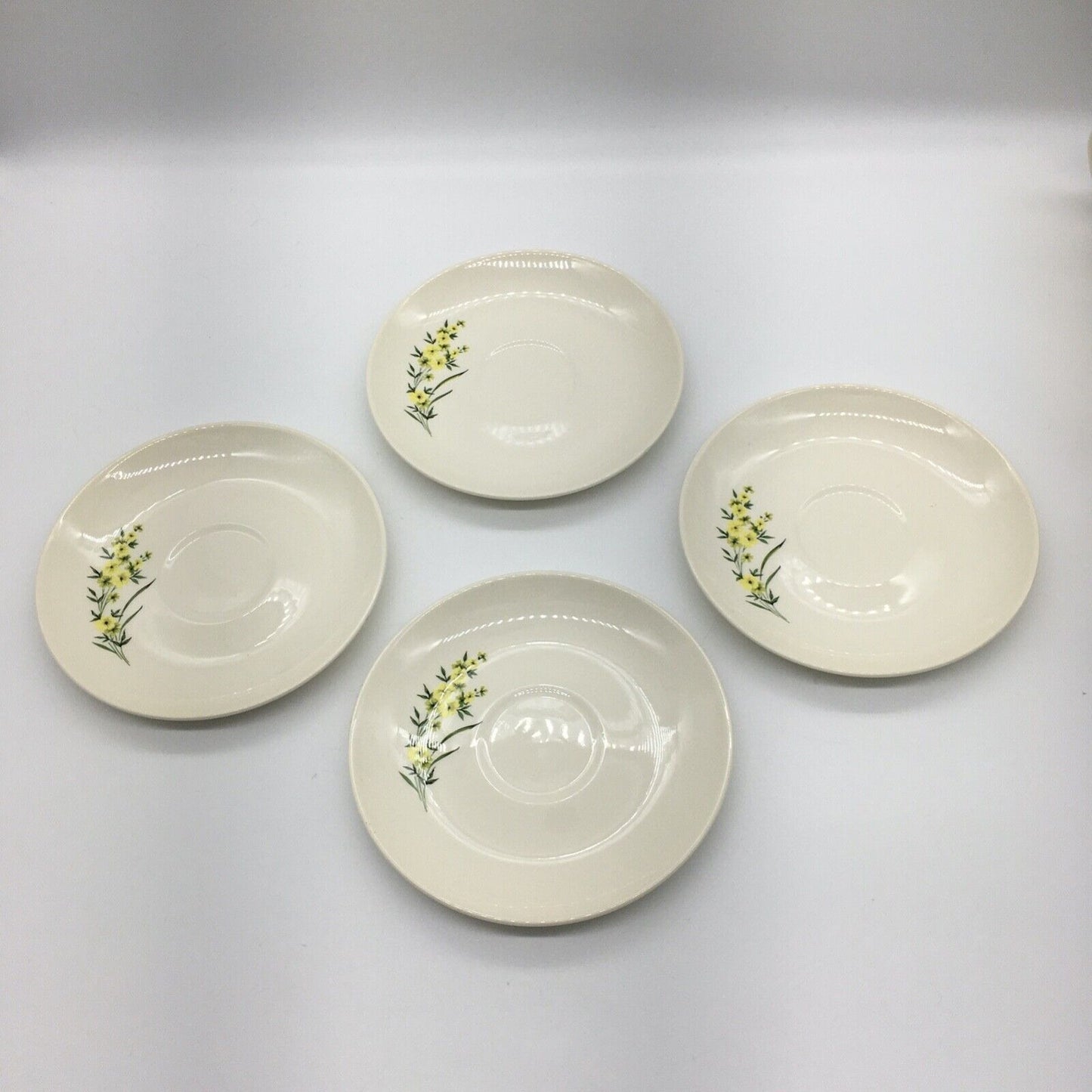 Taylor Smith Taylor Lemon Blossom Cup & Saucer Set of 4 Sage Green Interior VTG