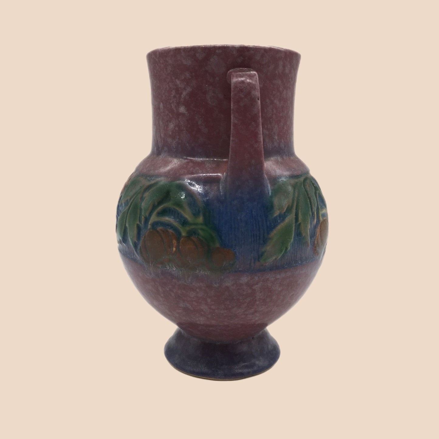 Vintage Roseville Art Pottery Pink Purple Baneda Vase 589-6 Pumpkins