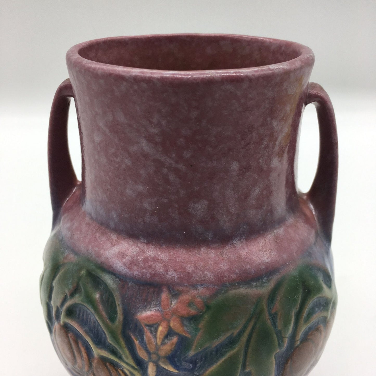 Vintage Roseville Art Pottery Pink Purple Baneda Vase 589-6 Pumpkins