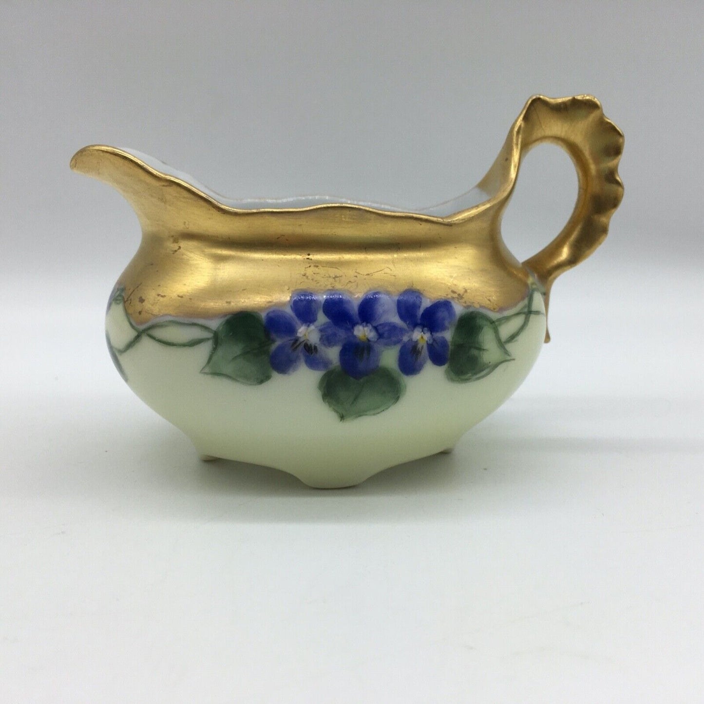 Imperial PSL Austria Cream Sugar Set Hand Painted Floral Gold Trim Antique 1918