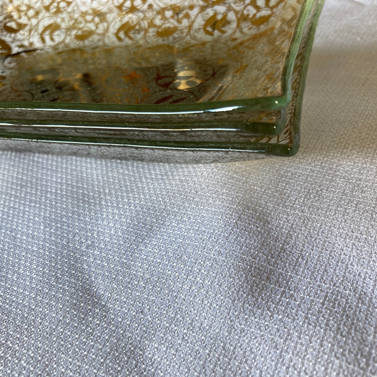 Georges Briard Tray Set 6 Mid Century Modern Circles Textured Glass Gold Pattern