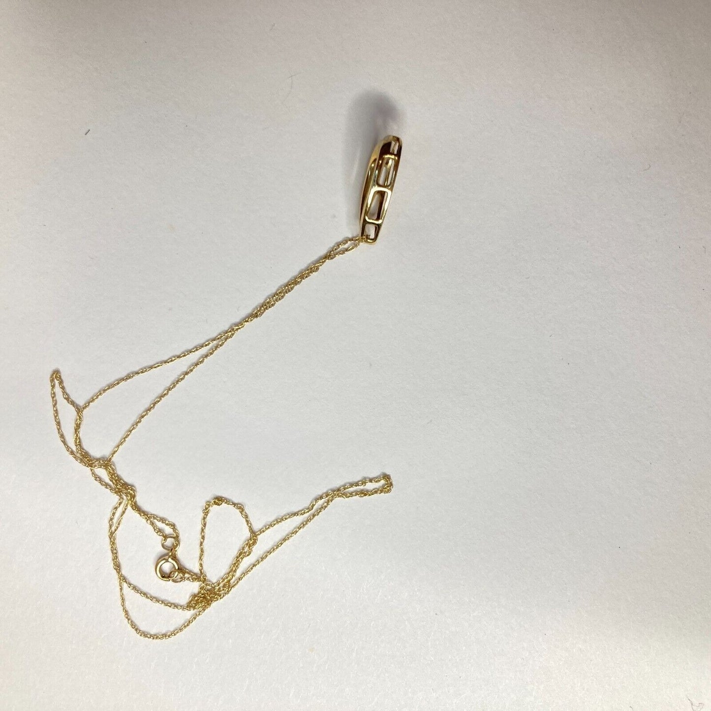 Diamond Necklace Tear Drop Pendant Stamped JMC 10K Yellow Gold on 10K Chain VTG