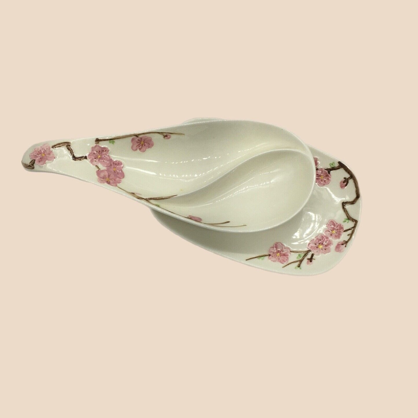 Metlox PoppyTrail Peach blossom Appetizer Set Platter & Dip Dish Vintage USA Cali