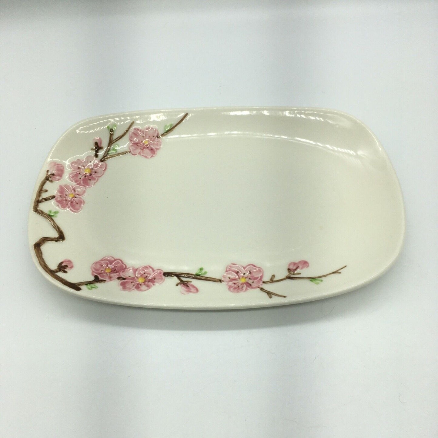 Metlox PoppyTrail Peach blossom Appetizer Set Platter & Dip Dish Vintage USA Cali