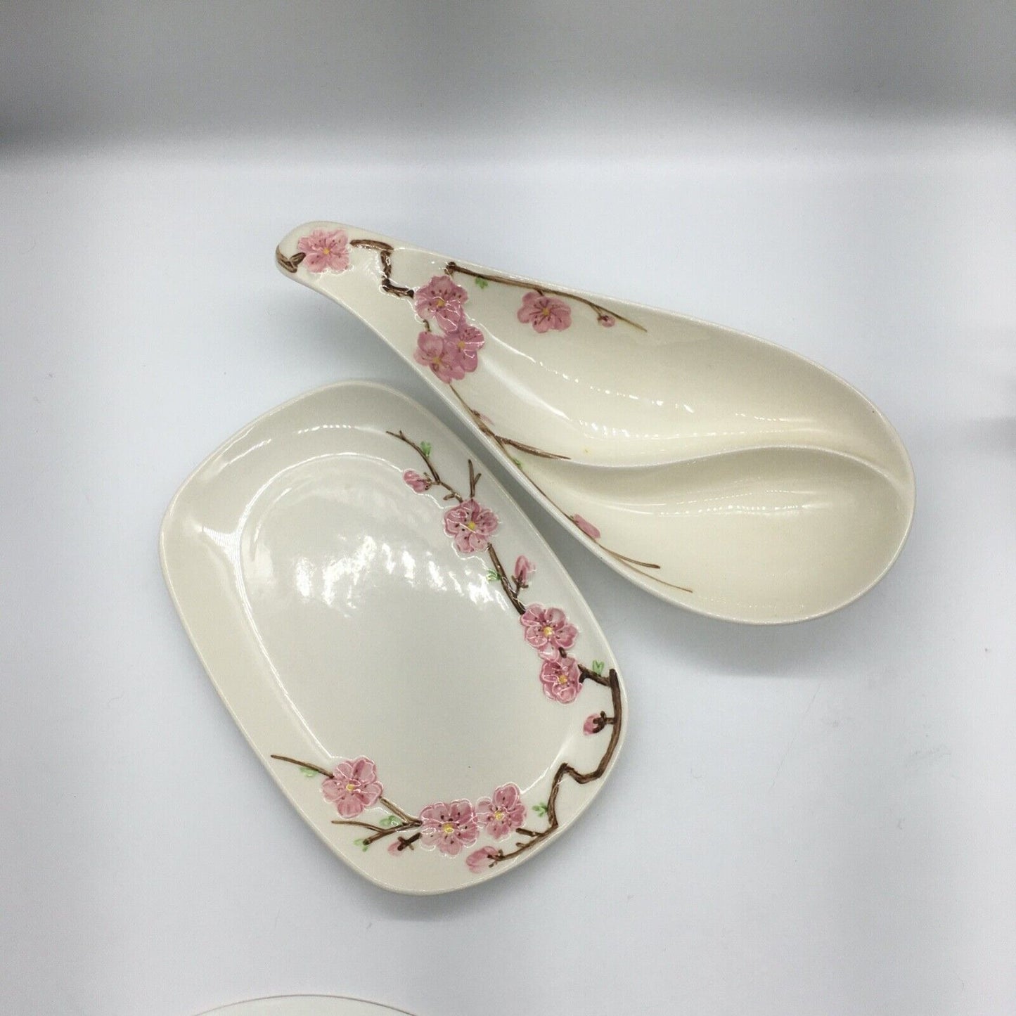 Metlox PoppyTrail Peach blossom Appetizer Set Platter & Dip Dish Vintage USA Cali