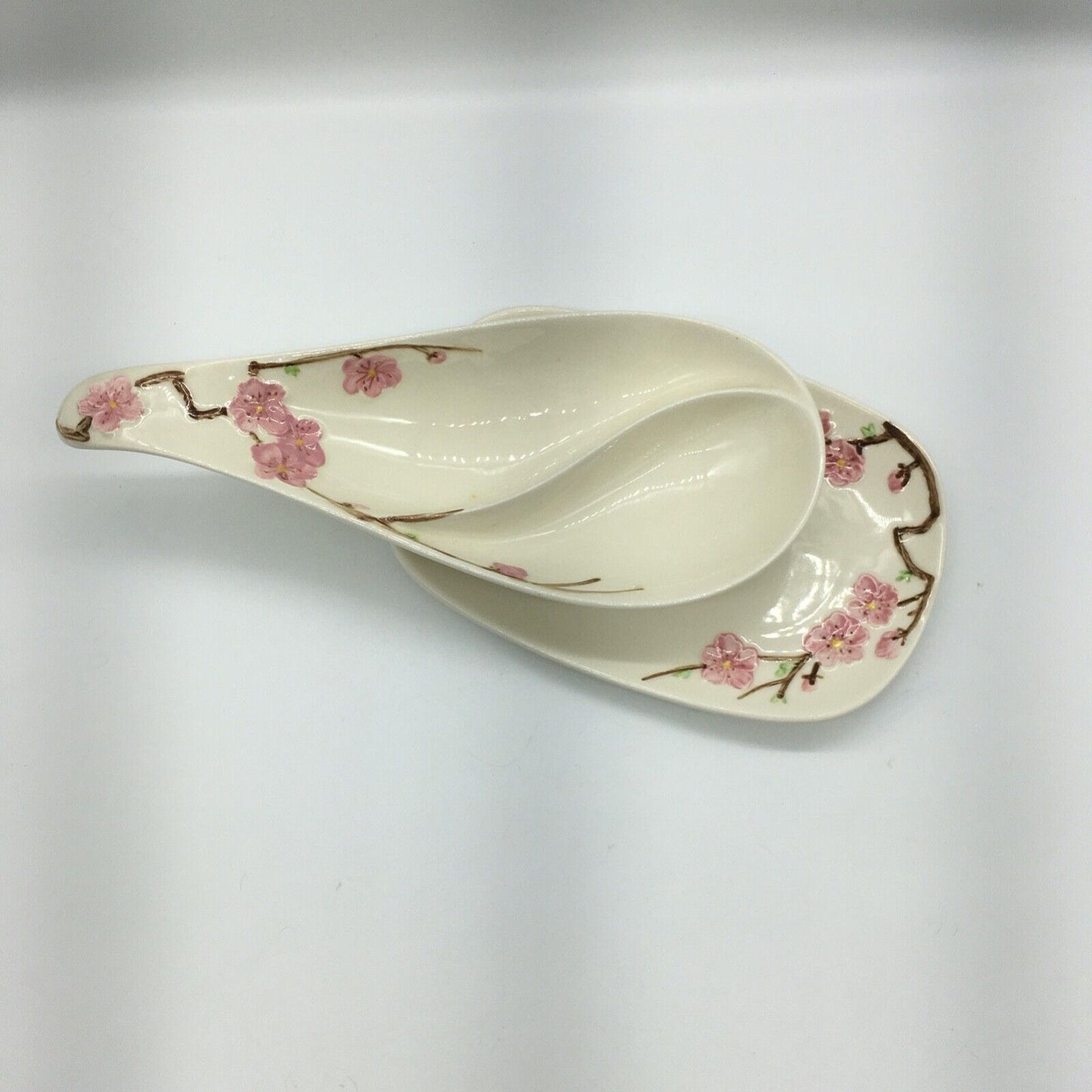 Metlox PoppyTrail Peach blossom Appetizer Set Platter & Dip Dish Vintage USA Cali