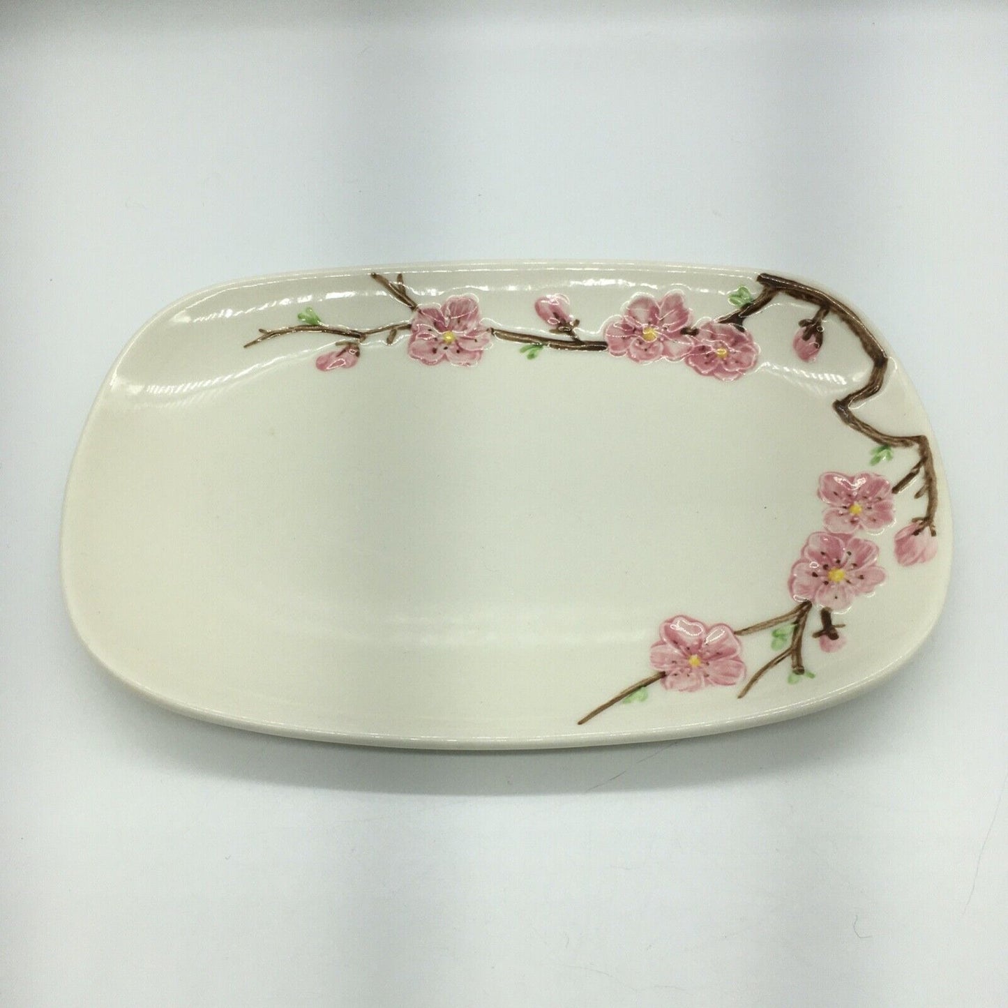 Metlox PoppyTrail Peach blossom Appetizer Set Platter & Dip Dish Vintage USA Cali