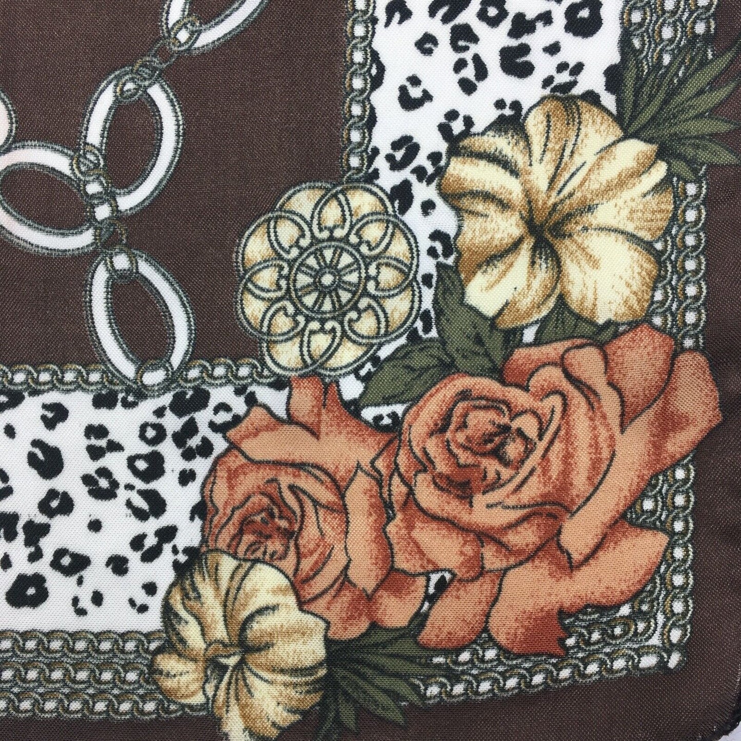 Vintage Scarf Chains Roses Western Shiny Neckerchief Pocket Square 18" Cowgirl