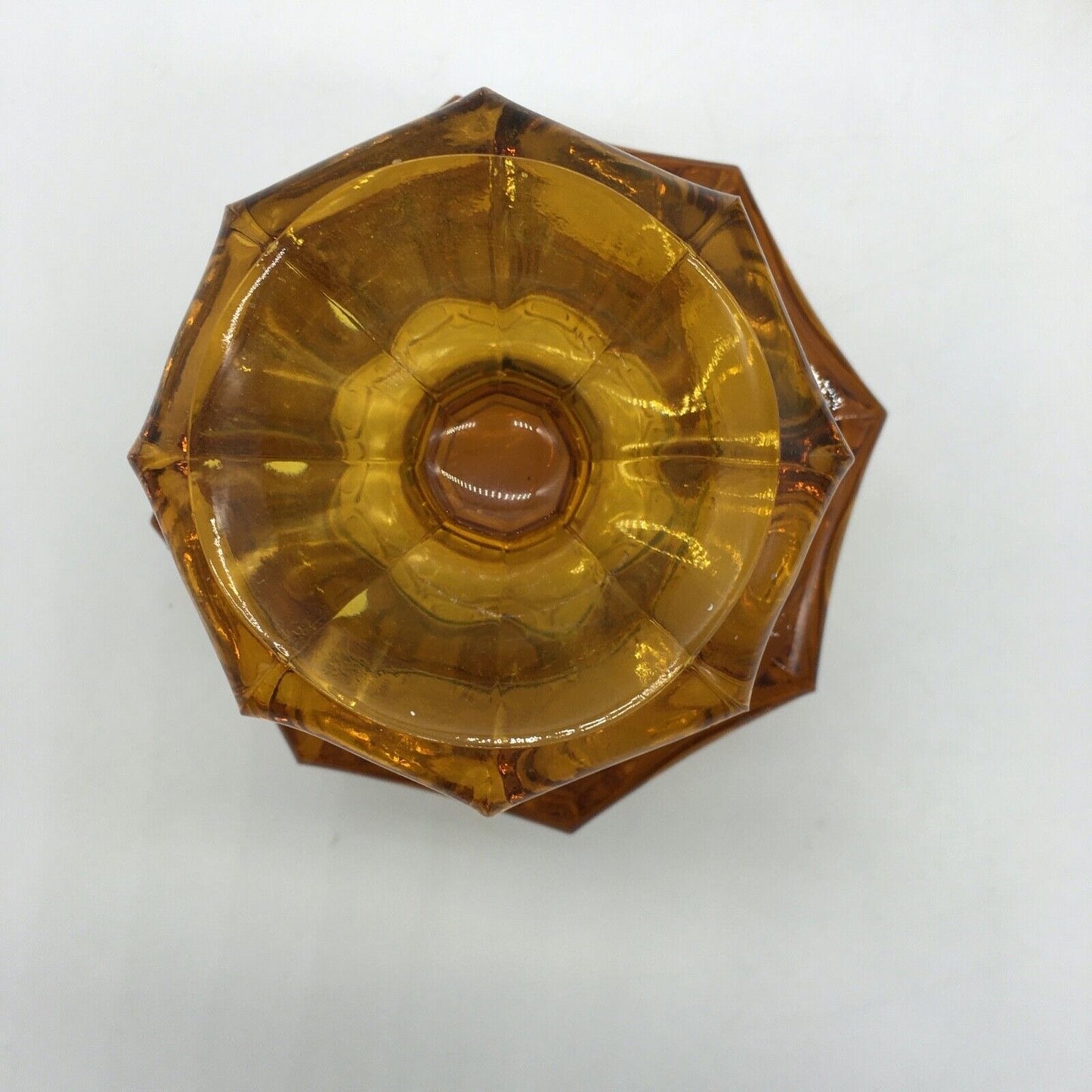Fostoria Coin Pedestal Candy Dish Lid Golden Honey Amber Vintage Eagle Torch