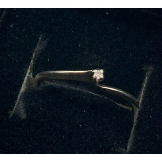 Vintage 10k White Gold Promise Ring With Single Natural Diamond Accent Size 6.25