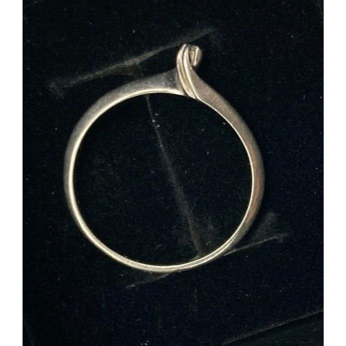 Vintage 10k White Gold Promise Ring With Single Natural Diamond Accent Size 6.25