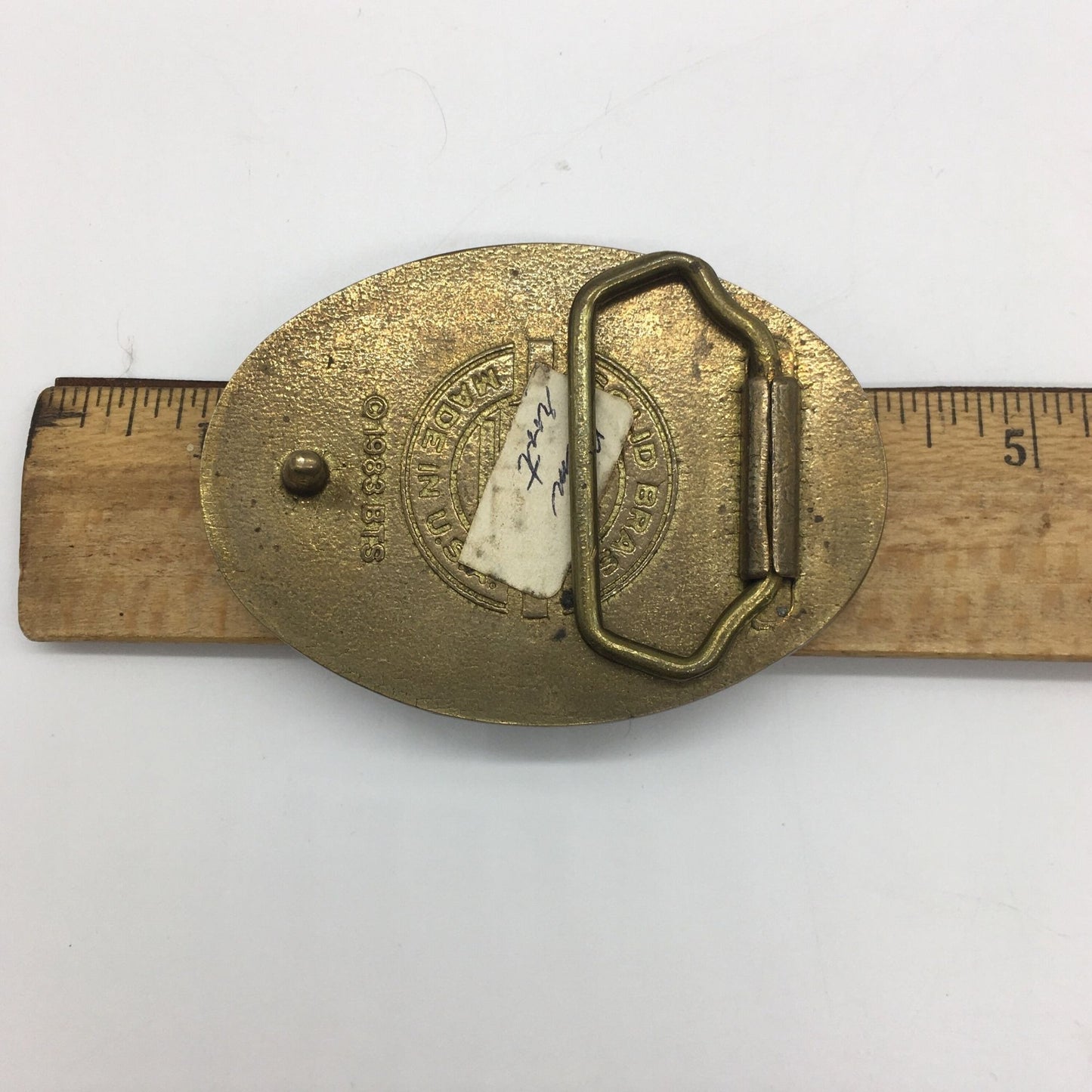 Belt Buckle Petrified Palm Root, Solid Brass Buckle, 1983 BTS Belt Buckle, Organic Belt Buckle, Belt Accessories, BTS USA, Vintage Buckle