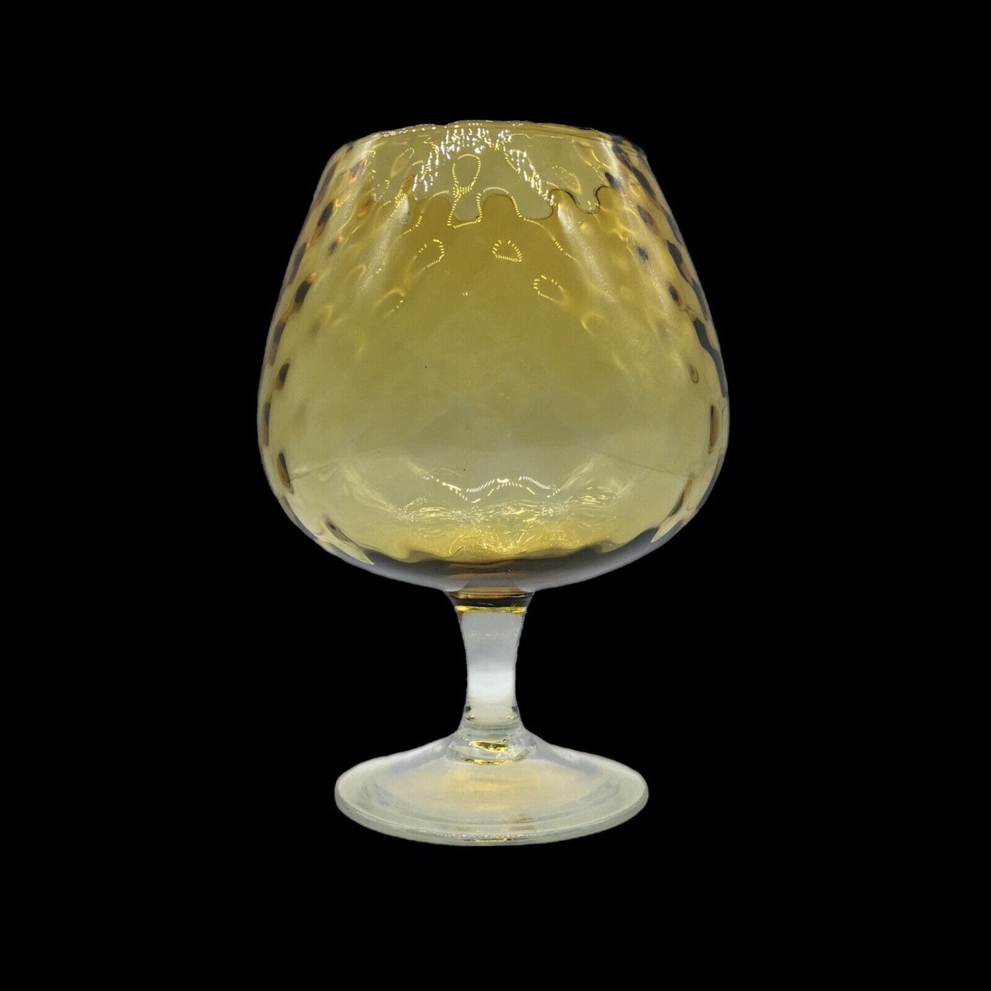 MCM Empoli Blown Glass Brandy Snifter Vase Snack Bowl Barware Large Optic Amber