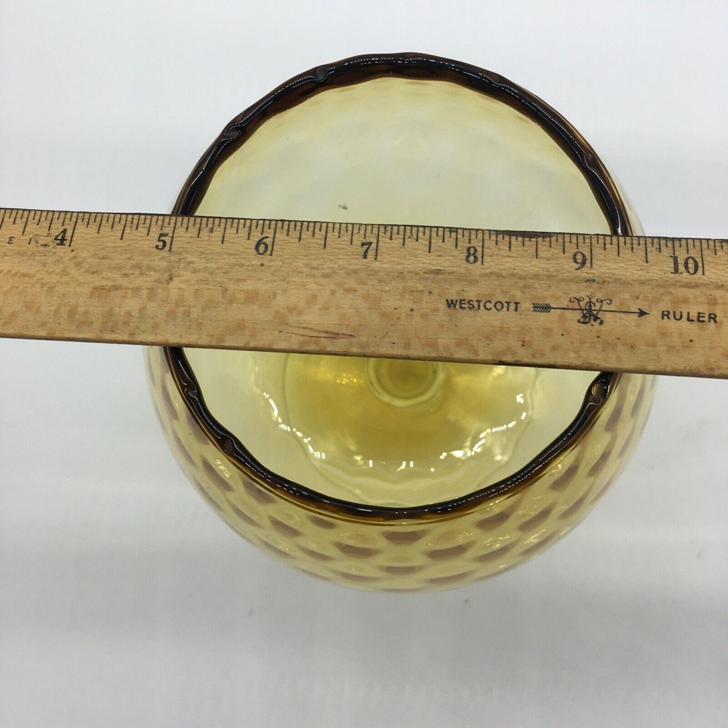 MCM Empoli Blown Glass Brandy Snifter Vase Snack Bowl Barware Large Optic Amber