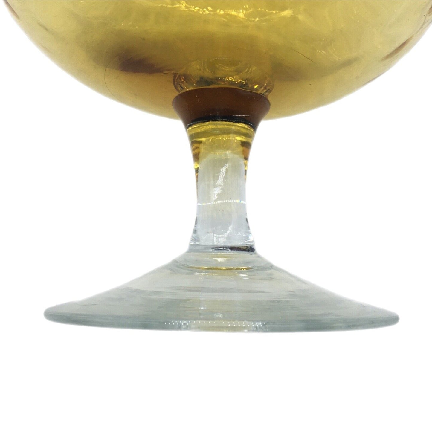 MCM Empoli Blown Glass Brandy Snifter Vase Snack Bowl Barware Large Optic Amber