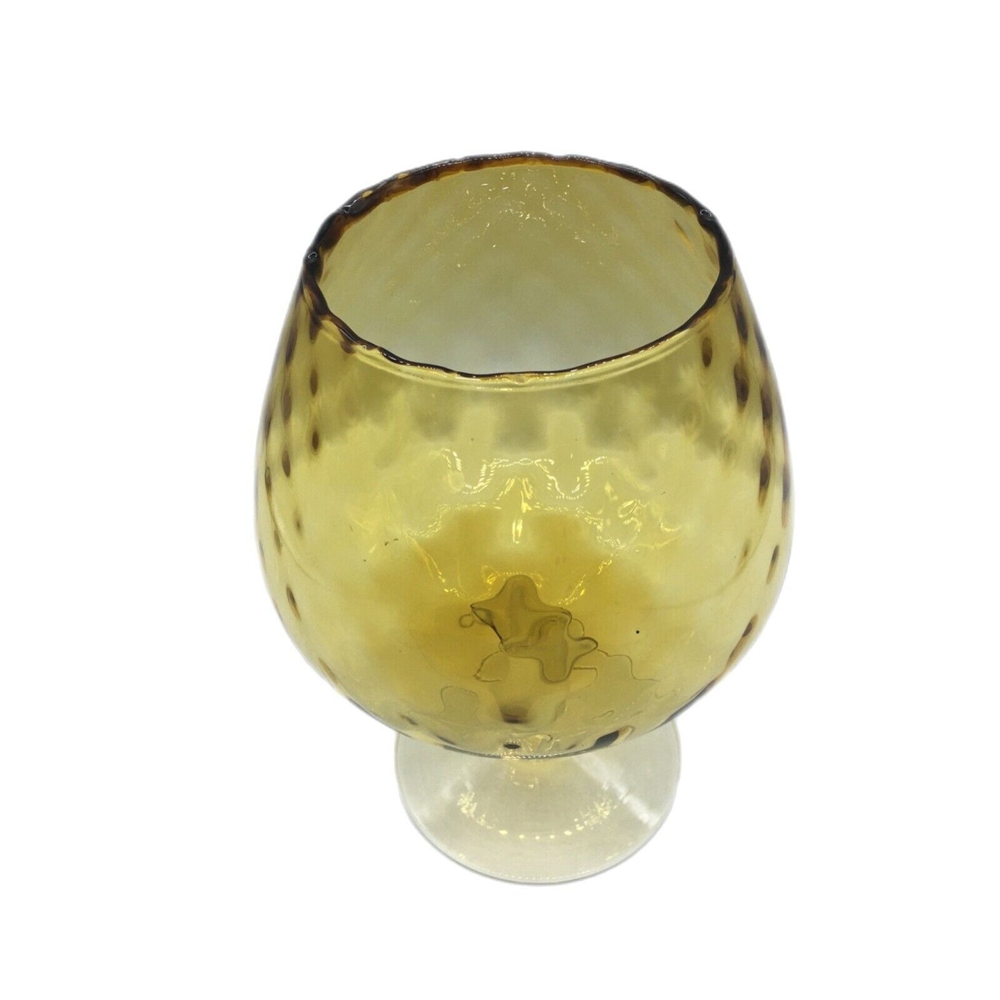 MCM Empoli Blown Glass Brandy Snifter Vase Snack Bowl Barware Large Optic Amber