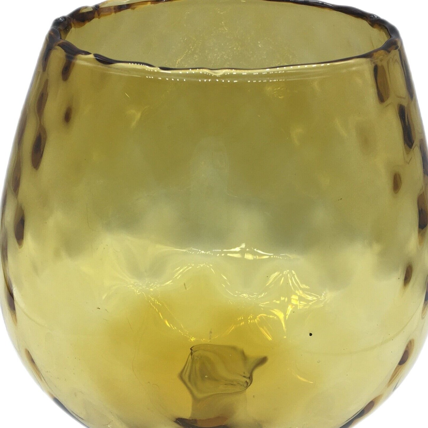 MCM Empoli Blown Glass Brandy Snifter Vase Snack Bowl Barware Large Optic Amber