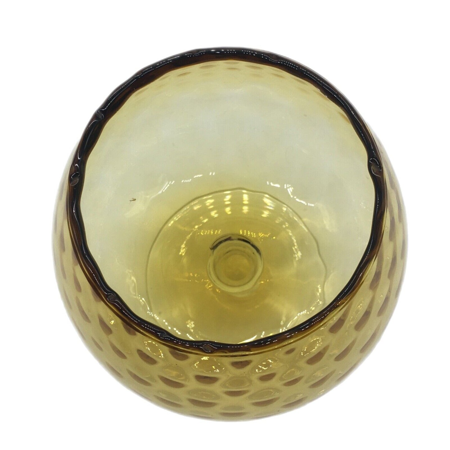 MCM Empoli Blown Glass Brandy Snifter Vase Snack Bowl Barware Large Optic Amber