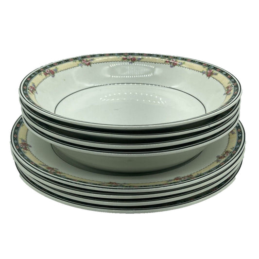Homer Laughlin Antique L5N USA Soup Bowls with Under Dishes 1925 Cottage Core