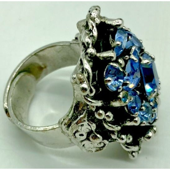 Barclay Cocktail Ring Fashion Jewelry Unbranded Clip on Earrings Blue Rhinestone