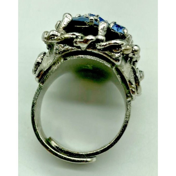 Barclay Cocktail Ring Fashion Jewelry Unbranded Clip on Earrings Blue Rhinestone